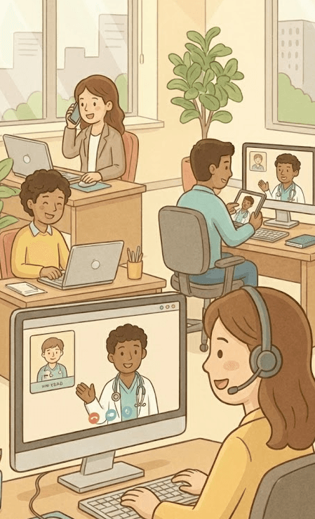 Talk to a doctor without
leaving your desk.